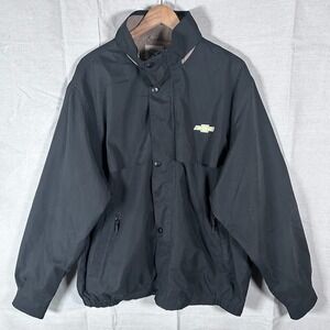 Chestnut Hill Mens XL Black Chevrolet Embroidered Full Zip Windbreaker Jacket